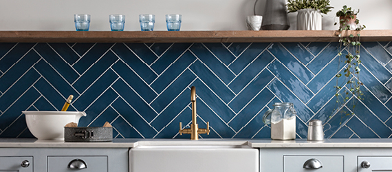 Blue Kitchen Tiles | Ceramic Kitchen Blue Tiles UK | CTD Tiles