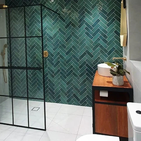 Aqua Green tiles in bathroom setting