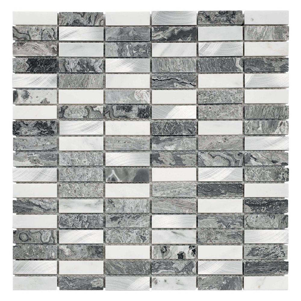 Castell Grey Stone And Metal Mix Brick Mosaic Wall Tile By Gemini From